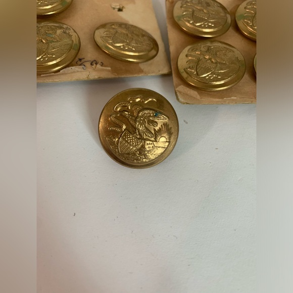 Vintage Illinois State Seal Military Police Uniform Brass Buttons Set Of 24 - Picture 2 of 4